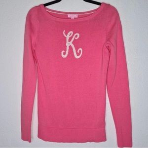 LILLY PULITZER. Pink sweater with initial K.